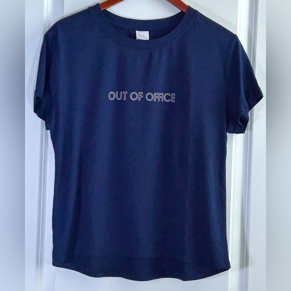 Stars Above “Out Of Office” Sleep Shirt, T-Shirt, Navy Blue, Size Medium